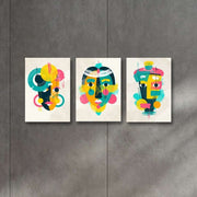 3 Parça Afrikalı Kadın Süliet Ahşap Tablo Seti Bonvagon