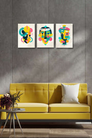 3 Parça Afrikalı Kadın Süliet Ahşap Tablo Seti Bonvagon