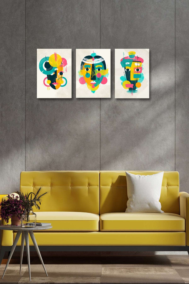 3 Parça Afrikalı Kadın Süliet Ahşap Tablo Seti Bonvagon