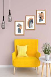 3 Parça Bohem Modern Tarzda (Ahşap Çerçeve Görünümlü) Uv Baskı Tablo Seti Bonvagon