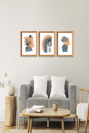 3 Parça Bohem Modern Tarzda (Ahşap Çerçeve Görünümlü) Uv Baskı Tablo Seti Bonvagon