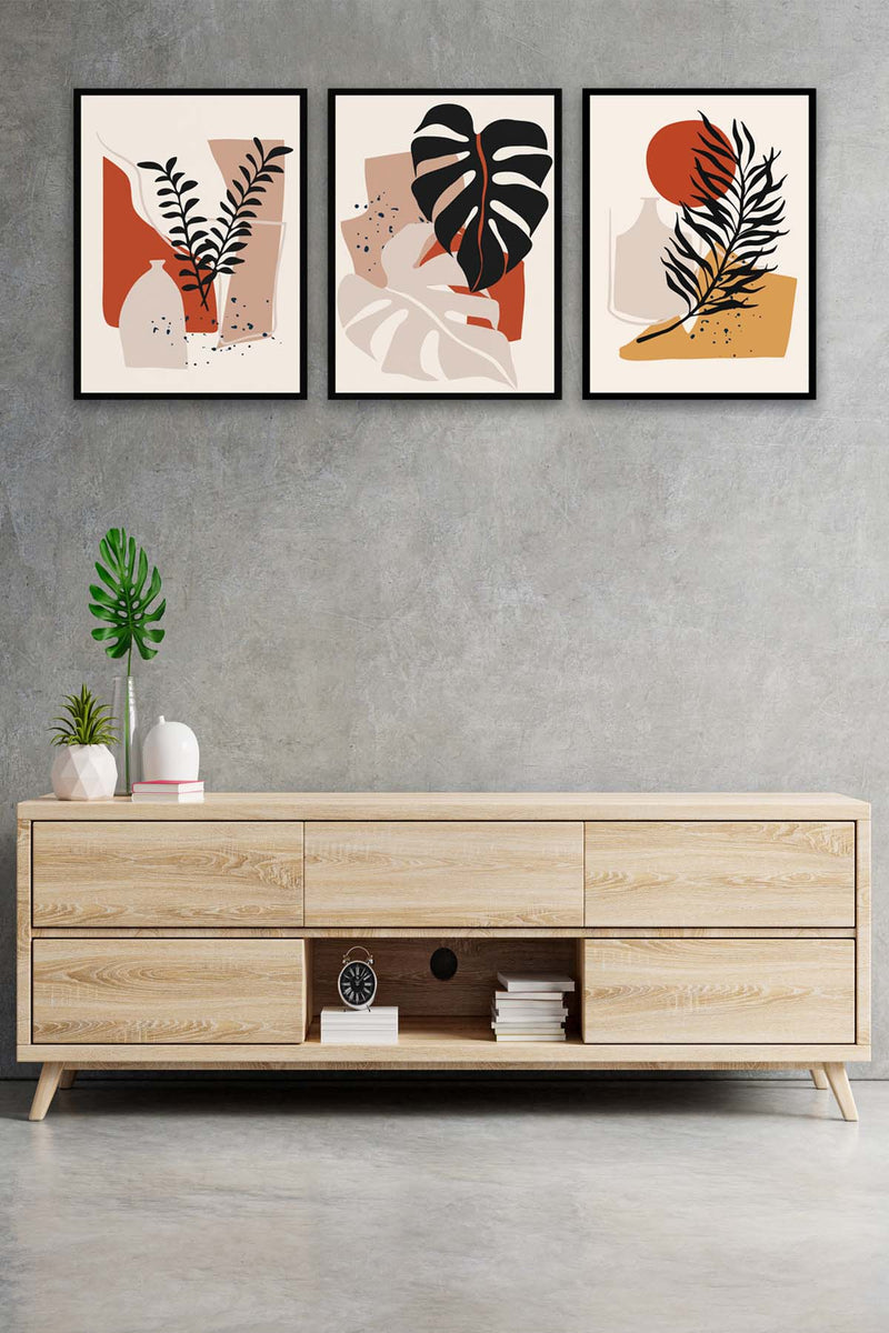 3 Parça Bohem Tarzda Sanatsal Tablo Seti Bonvagon