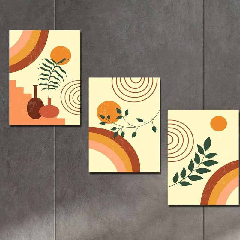 3 Parça Bohem Tarzı Sanatsal Tablo Seti Bonvagon