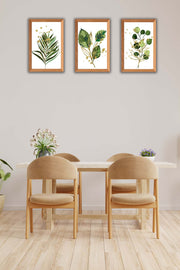 3 Parça Bohem Tarzı Yaprak Ahşap Çerçeve Görünümlü Tablo Seti Bonvagon