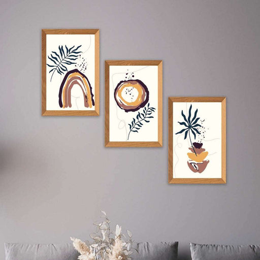 3 Parça Bohem Tarzında Ahşap Çerçeve Görünümlü Dijital Baskı Ahşap Tablo Seti Bonvagon