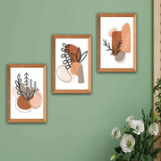 3 Parça Bohem Tarzında Ahşap Çerçeve Görünümlü Tasarım Uv Baskı Mdf Tablo Seti Bonvagon