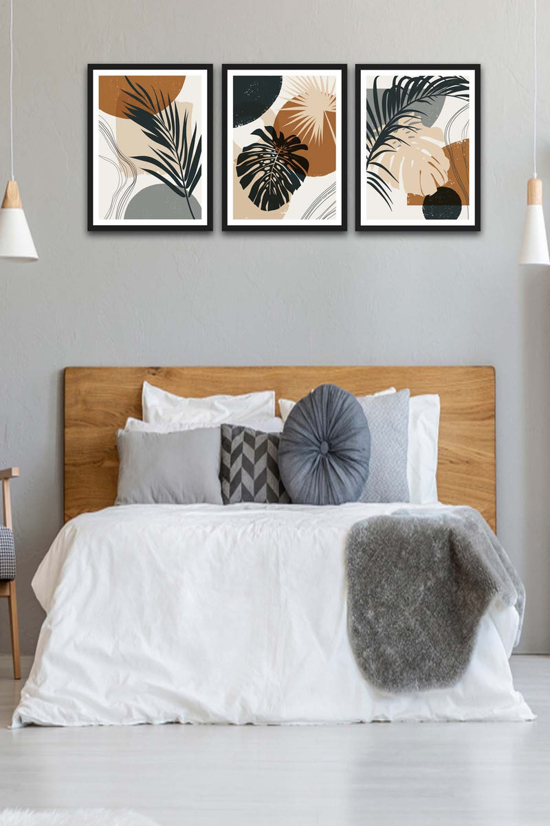 3 Parça Bohem Tarzında Mdf Ahşap Tablo Seti Bonvagon