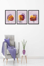 3 Parça Bohem Ve Suluboya Tarzda (Siyah Çerçeve Görünümlü) Uv Baskı Mdf Tablo Seti Bonvagon