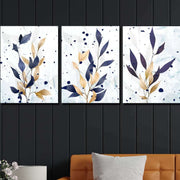 3 Parça Kuru Dal Yaprak Dijital Baskı Tablo Seti Bonvagon