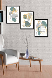 3 Parça Modern Lineart Suliet Tarzda Sanatsal Siyah Çerçeve Görünümlü Uv Baskı Mdf Tablo Seti Bonvagon