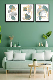 3 Parça Modern Lineart Suliet Tarzda Sanatsal Siyah Çerçeve Görünümlü Uv Baskı Mdf Tablo Seti Bonvagon