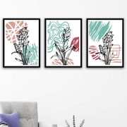 3 Parça Modern Sanat Tarzında Siyah Çerçeve Görünümlü Uv Baskı Mdf Ahşap Duvar Tablo Seti Bonvagon