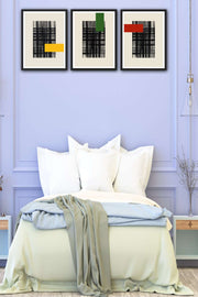 3 Parça Modern Sanat Tarzında Siyah Çerçeve Görünümlü Uv Baskı Mdf Tablo Seti Bonvagon