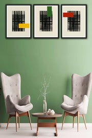 3 Parça Modern Sanat Tarzında Siyah Çerçeve Görünümlü Uv Baskı Mdf Tablo Seti Bonvagon