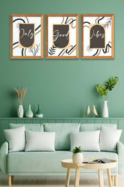 3 Parça Modern Sanatsal Tarzda (Ahşap Çerçeve Görünümlü) Uv Baskı Mdf Tablo Seti Bonvagon