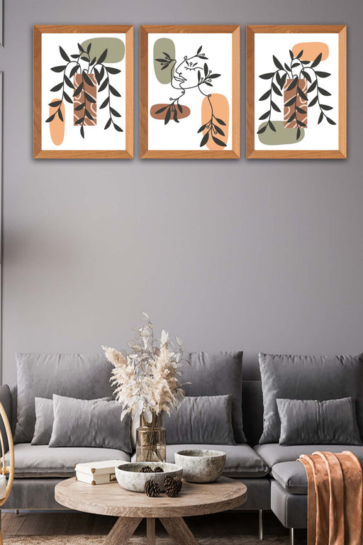 3 Parça Modern Tarzda Bohem Kadın Tasarım Uv Baskı Mdf Tablo Seti Bonvagon