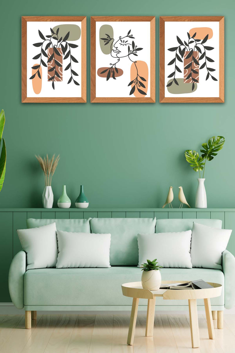 3 Parça Modern Tarzda Bohem Kadın Tasarım Uv Baskı Mdf Tablo Seti Bonvagon