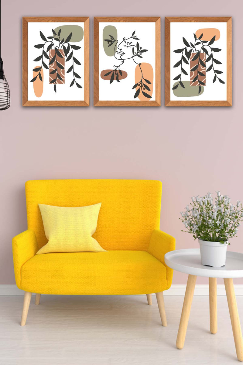 3 Parça Modern Tarzda Bohem Kadın Tasarım Uv Baskı Mdf Tablo Seti Bonvagon