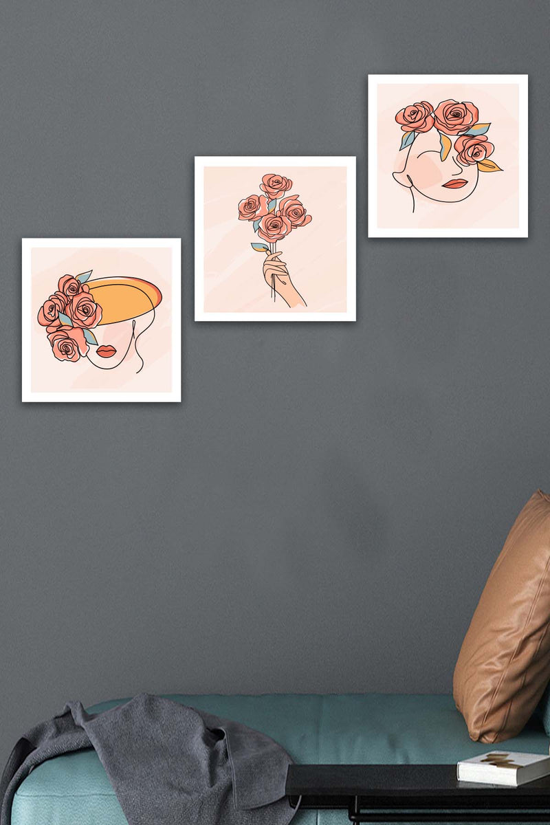 3 Parça Modern Tarzda Bohem Tasarım Uv Baskı Mdf Tablo Seti Bonvagon