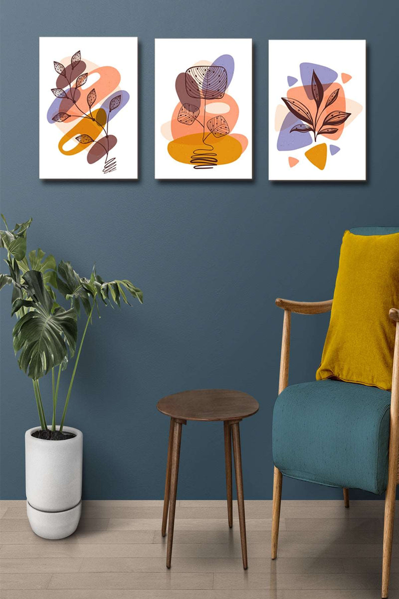 3 Parça Modern Tarzda Sanatsal Tablo Seti Bonvagon