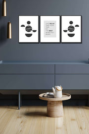 3 Parça Modern Tarzda Siyah Çerçeve Görünümlü Tablo Seti Bonvagon