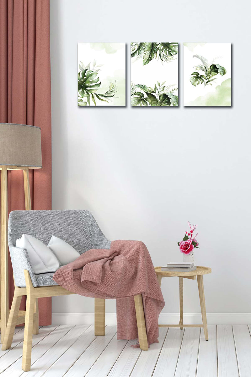 3 Parça Modern Tarzda Yaprak Tablo Seti Bonvagon