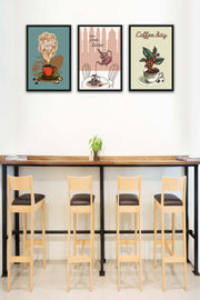 3 Parça Mutfak Ve Cafeler İçin Mdf Ahşap Tablo Seti Bonvagon