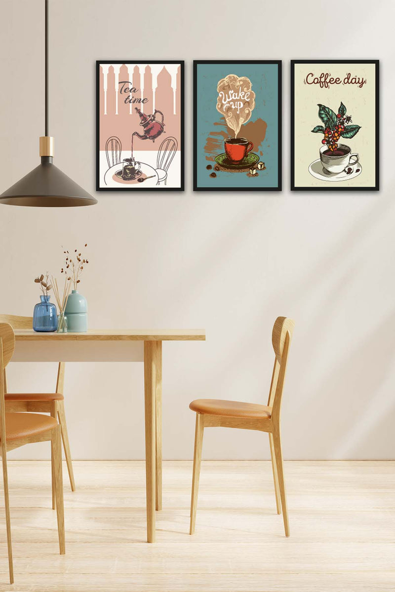 3 Parça Mutfak Ve Cafeler İçin Mdf Ahşap Tablo Seti Bonvagon