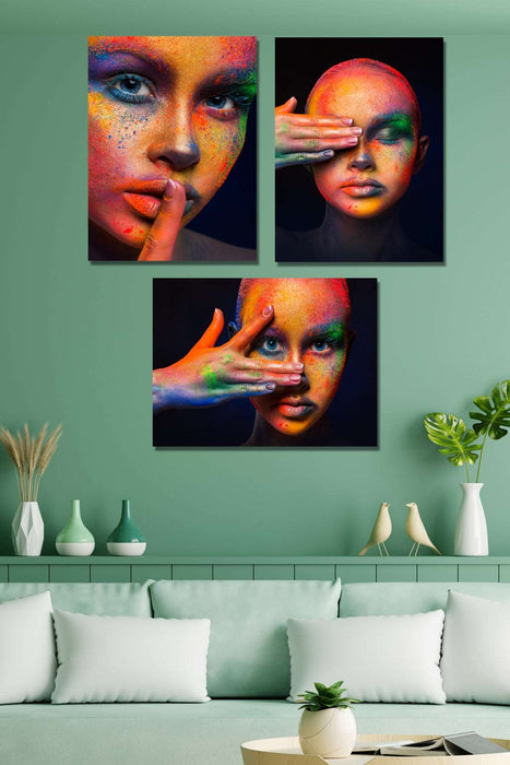 3 Parça Renkli Kadın Portresi Bonvagon