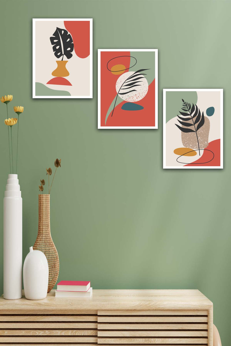 3 Parça Renkli Modern Bohem Tarzda Uv Baskı Mdf Tablo Seti Bonvagon