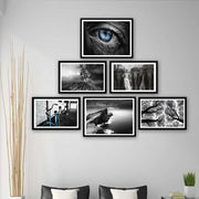 3 Parça Siyah Suluboya Tarzında Siyah Çerçeve Görünümlü Uv Baskı Mdf Tablo Seti Bonvagon