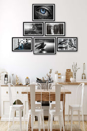 3 Parça Siyah Suluboya Tarzında Siyah Çerçeve Görünümlü Uv Baskı Mdf Tablo Seti Bonvagon