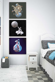 3 Parça Uzay Temalı Mdf Ahşap Tablo Seti Bonvagon