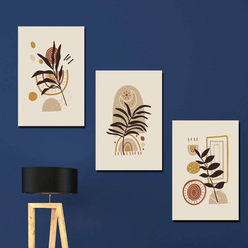 3 Parça Yaprak Tarzı Dijital Baskı Tablo Seti Bonvagon