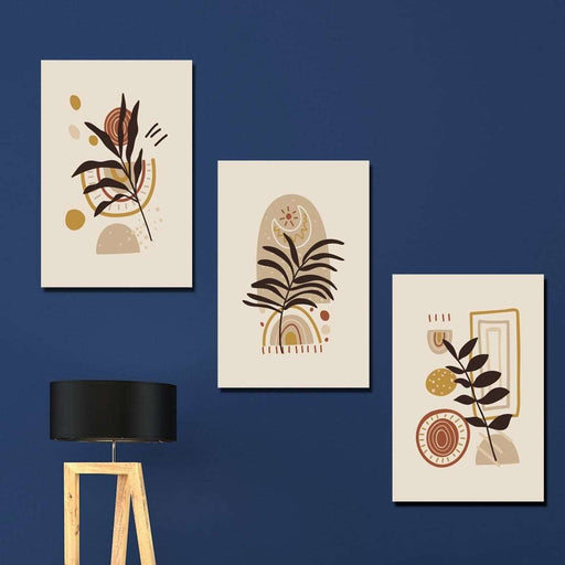 3 Parça Yaprak Tarzı Dijital Baskı Tablo Seti Bonvagon