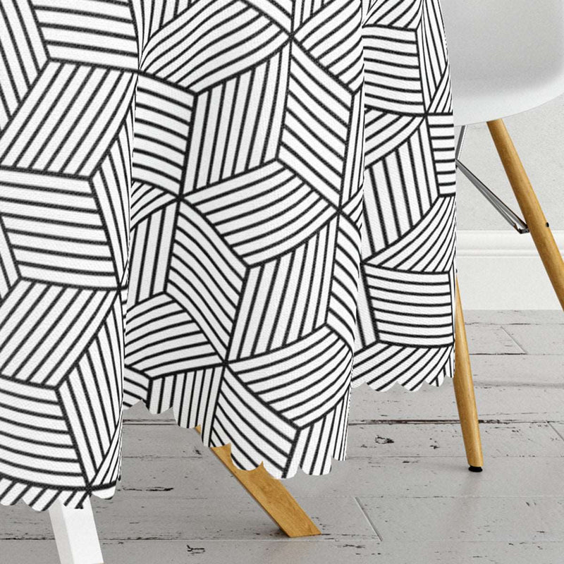 3D Cube Desenli Dijital Baskılı Modern Leke Tutmaz Masa Örtüsü
