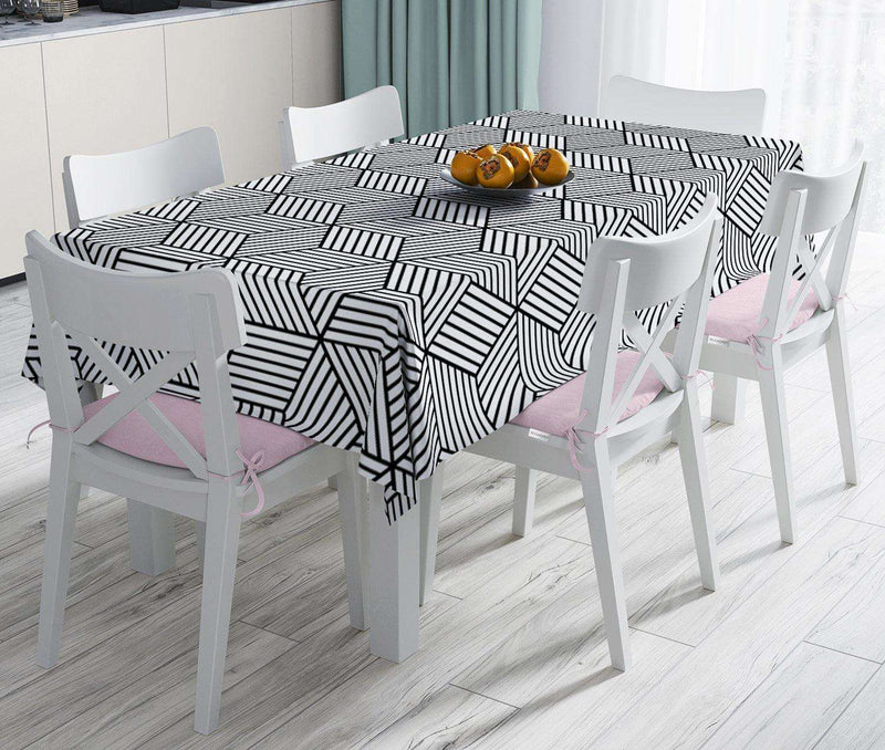 3D Cube Desenli Dijital Baskılı Modern Leke Tutmaz Masa Örtüsü Bonvagon