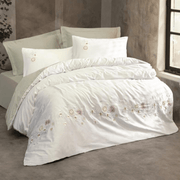 3D Nakışlı Çift Kişilik Saten Nevresim Takımı Jenka Mint 83 Tel 4 Adet Yastık Kılıfı Bonvagon