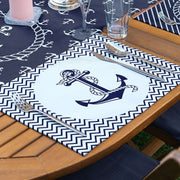 4+1 Lacivert Çapa Motifli Amerikan Servis & Runner Seti Bonvagon