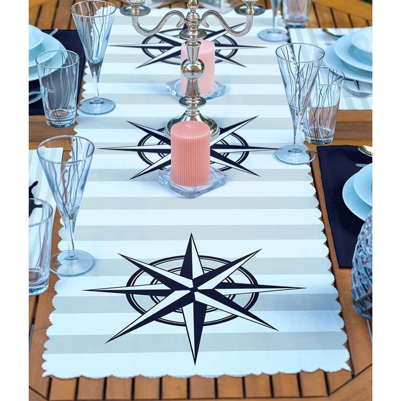 4+1 Lacivert Denizci Motifli Amerikan Servis & Runner Seti Bonvagon