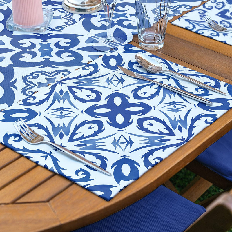 4+1 Mavi Çini Sanat Tasarımlı Amerikan Servis & Runner Seti Bonvagon