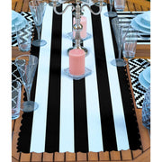 4+1 Siyah Beyaz Geometrik Çizimli Amerikan Servis & Runner Seti Bonvagon