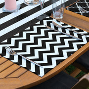 4+1 Siyah Beyaz Geometrik Çizimli Amerikan Servis & Runner Seti Bonvagon