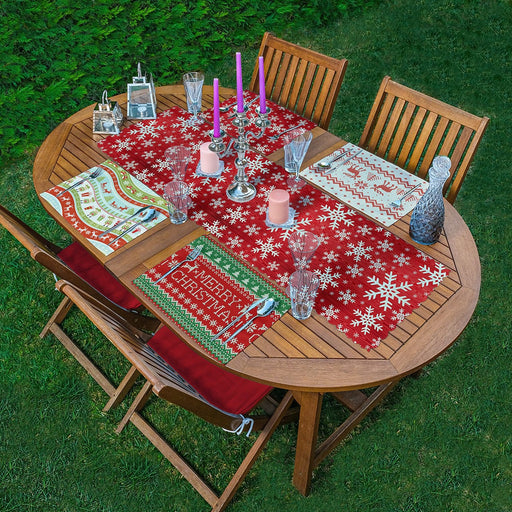 4+1 Yılbaşı Temalı Geyik Tasarımlı Amerikan Servis & Runner Seti Bonvagon