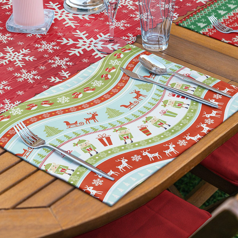 4+1 Yılbaşı Temalı Geyik Tasarımlı Amerikan Servis & Runner Seti Bonvagon