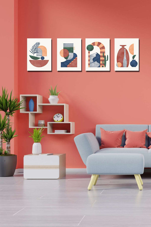 4 Parça Abstract Tablo Bonvagon