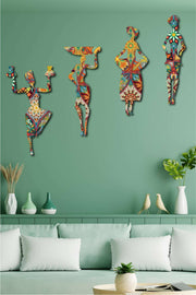 4 Parça Afrikalı Kadın Etnik Desenler Dijital Baskı Mdf Ahşap Tablo Seti Bonvagon