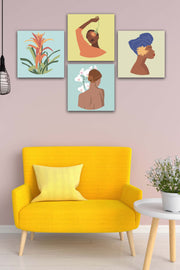 4 Parça Bohem Kadın Uv Baskı Mdf Tablo Seti Bonvagon