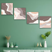 4 Parça Mermer Deseni Tasarım Uv Baskı Mdf Tablo Seti Bonvagon