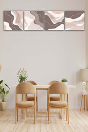 4 Parça Mermer Deseni Tasarım Uv Baskı Mdf Tablo Seti Bonvagon